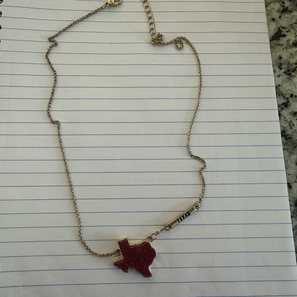 Gold and Maroon Texas Pendant Necklace